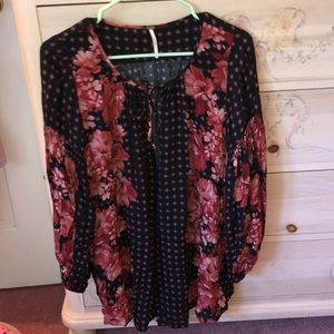 Free People Floral Navy Black Romper